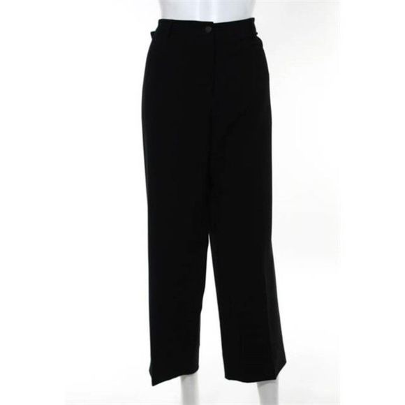 Giorgio Armani Black Stitch Trim Straight Leg Dress Pants - Picture 2 of 8